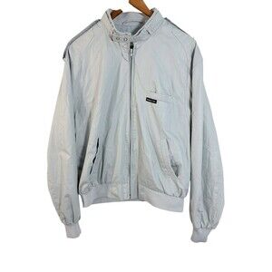 Vintage 90s Members Only Gray Full Zip Windbreaker Jacket Bomber Racer - Size 42